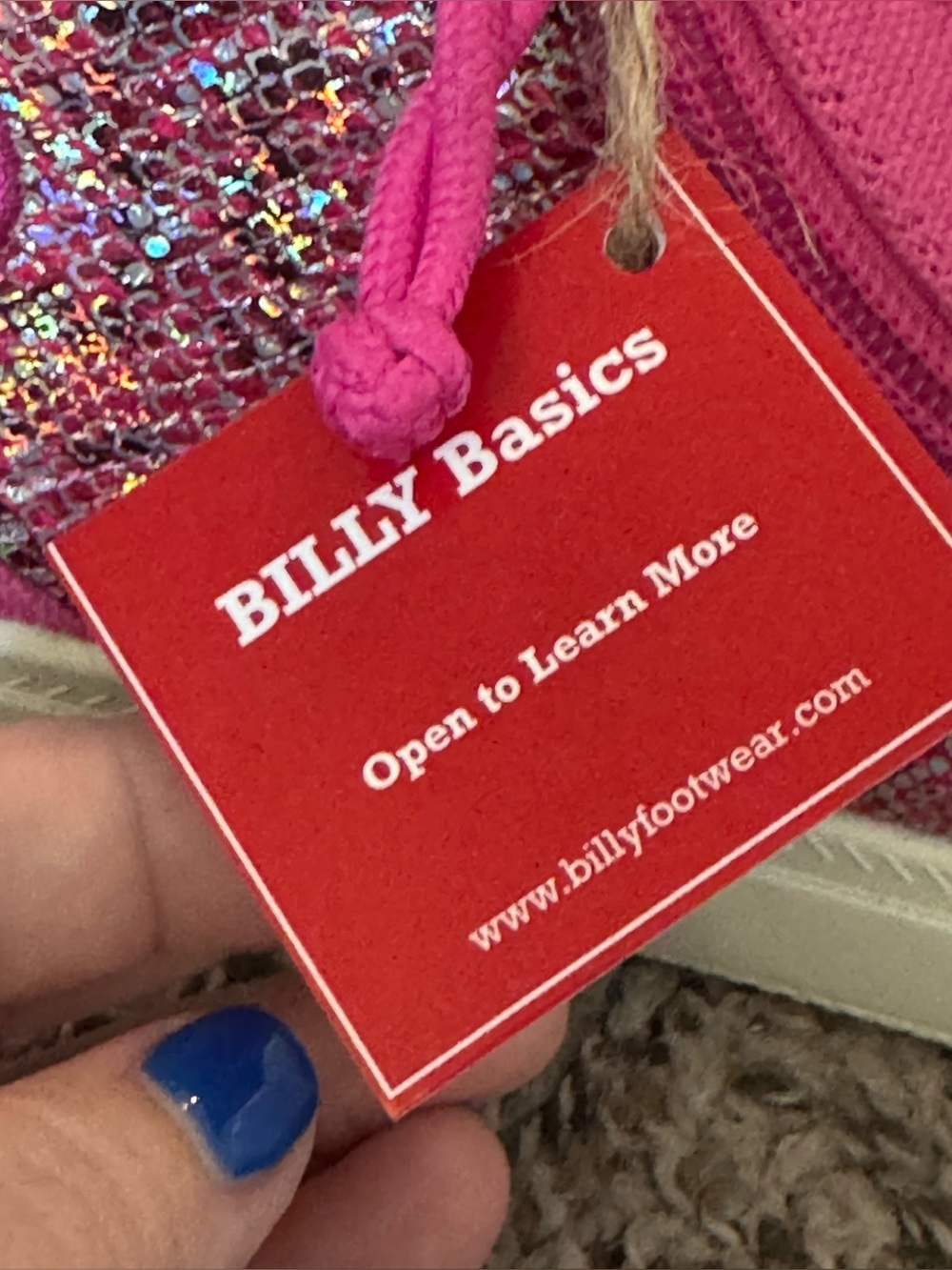 Billy Brand ! Bright Pink Kids High-Top Shoe Accessory with Glitter Panels - Picture 4 of 11